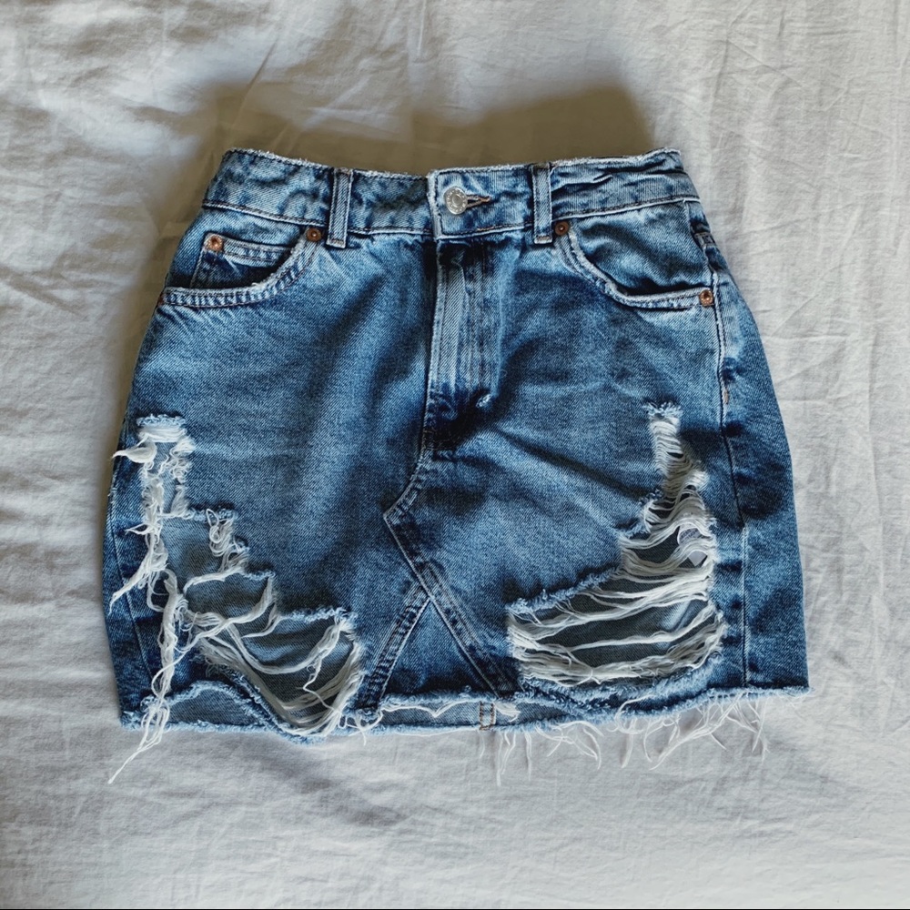 Ripped Denim Skirt